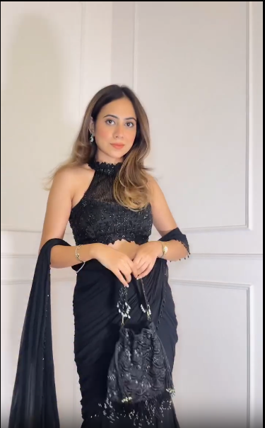 NIOR: Black Drape saree