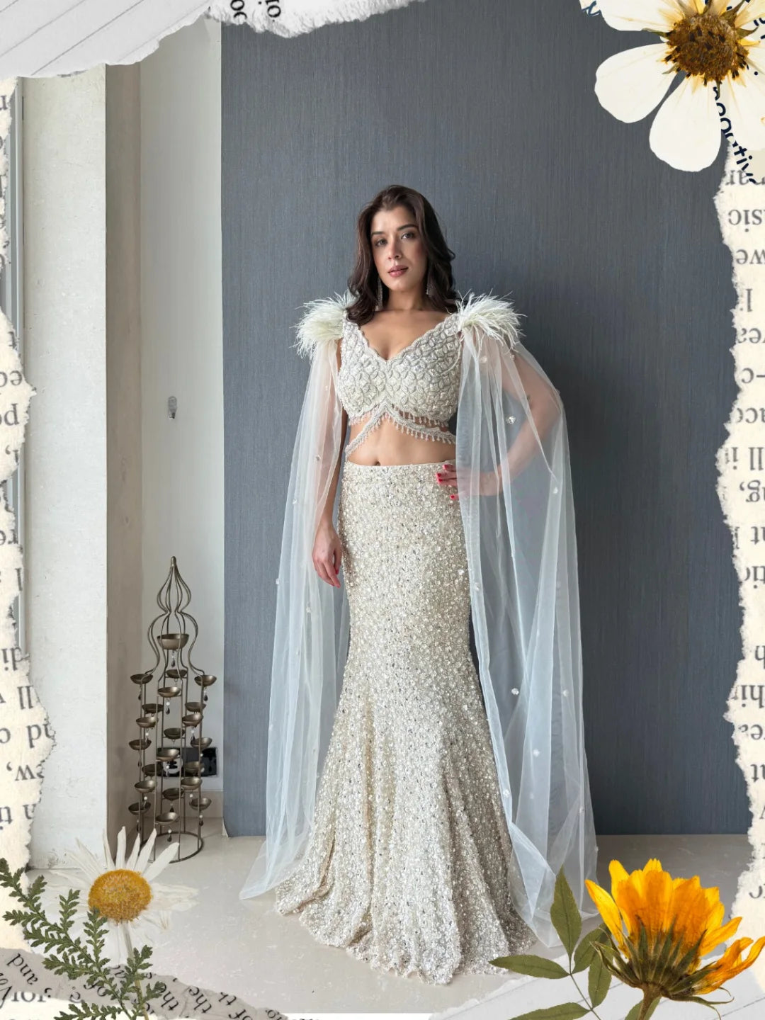 Celestia Feather Lehenga Set