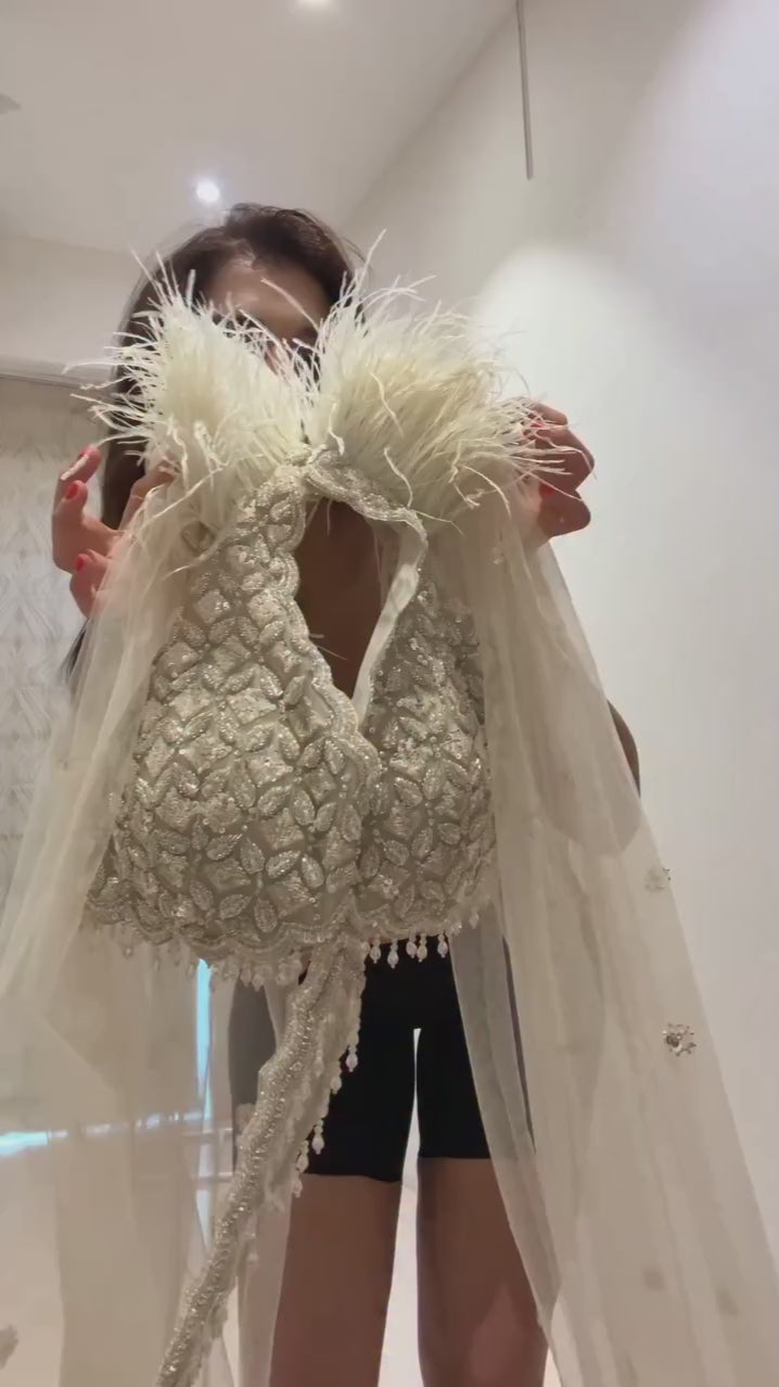 Celestia Feather Lehenga Set